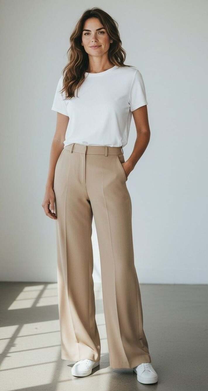 alice + olivia Classics Beige Wide Leg Dress Pants Sz 4